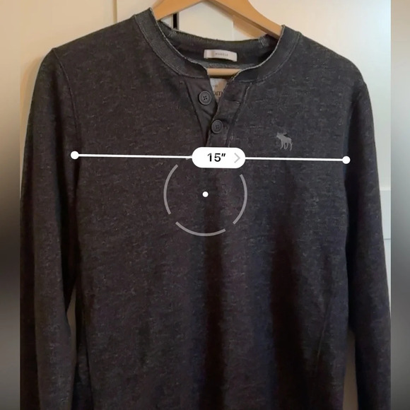 Abercrombie & Fitch Mens Henley Medium Muscle Long Sleeve Thermal Shirt in Gray - Picture 5 of 6